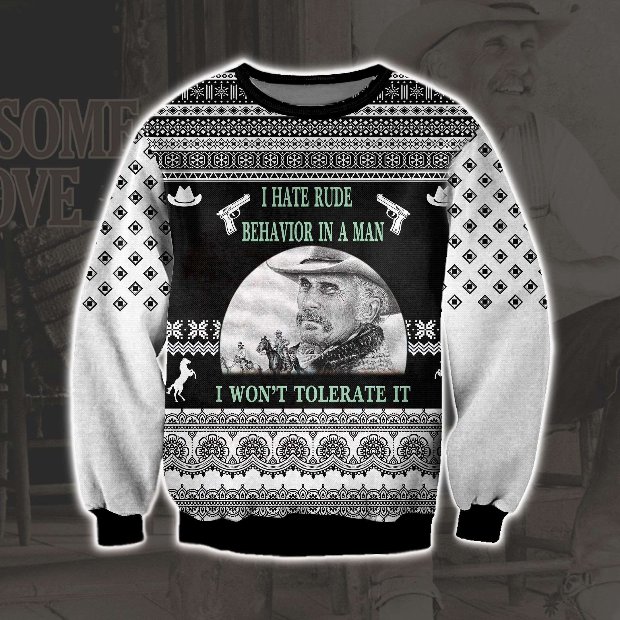Lonesome Dove 3D Print Ugly Christmas Sweater Adult 3D Funny Matching for family