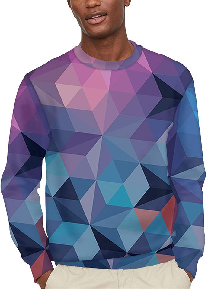 Long Sleeve Crew Neck Pullover Thin Casual Round Neck 3D Sweater