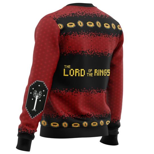 LOR Ugly Sweater, Lord Of The Rings Elvish Circle Ugly Christmas Sweater - Image 9