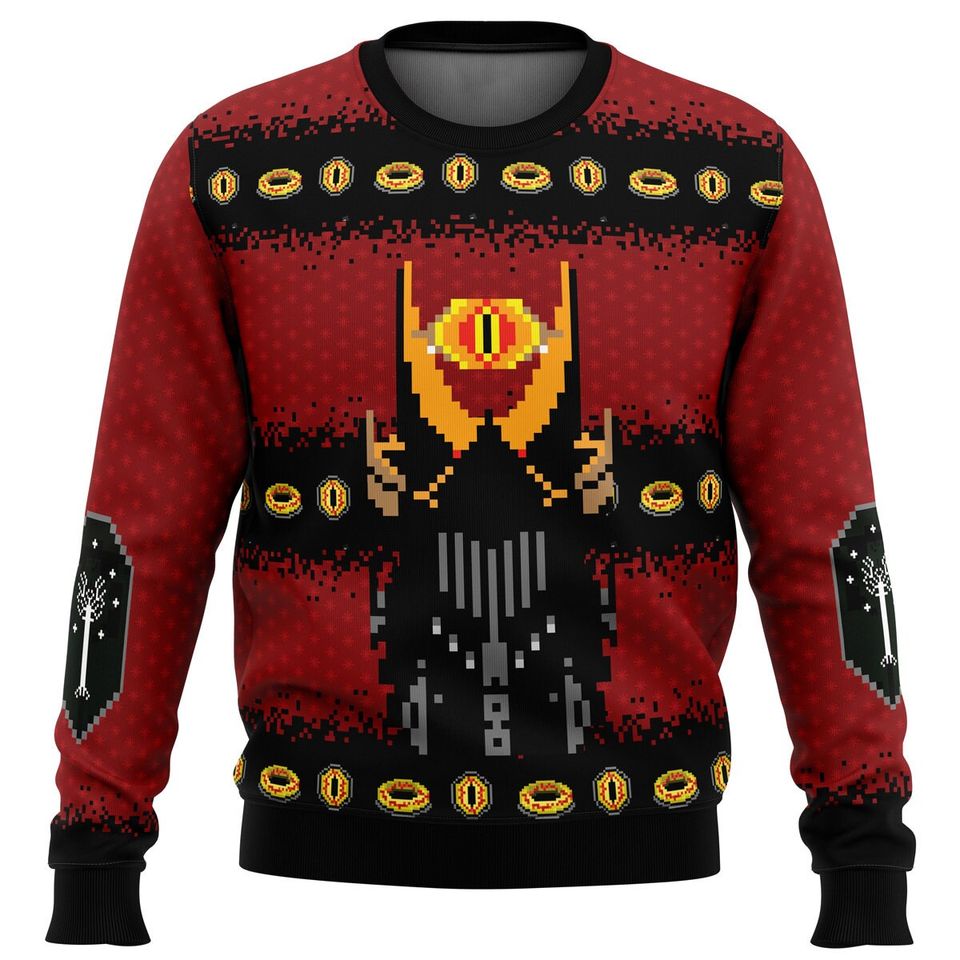 LOR Ugly Sweater, Lord Of The Rings Elvish Circle Ugly Christmas Sweater
