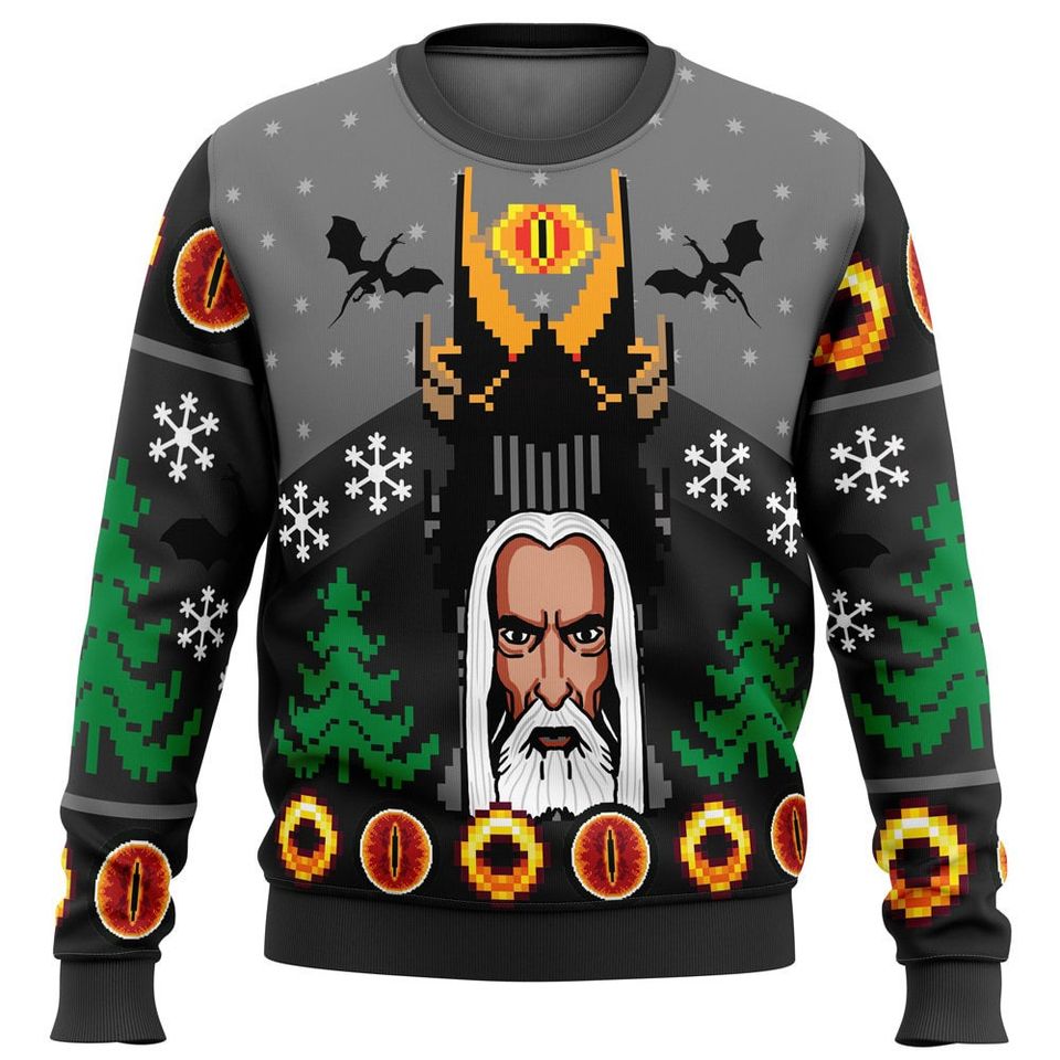 LOR Ugly Sweater, Lord Of The Rings Elvish Circle Ugly Christmas Sweater - Image 2