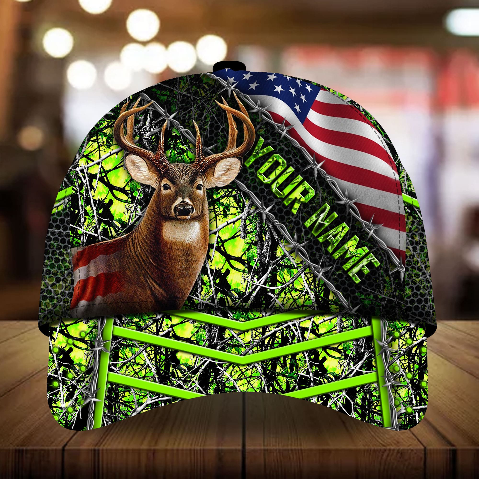 Loralle Crown Of Thorn Deer Hunting Hats 3D Multicolor Personalized Trucker Hats Custom Hats Gifts For Men & Women
