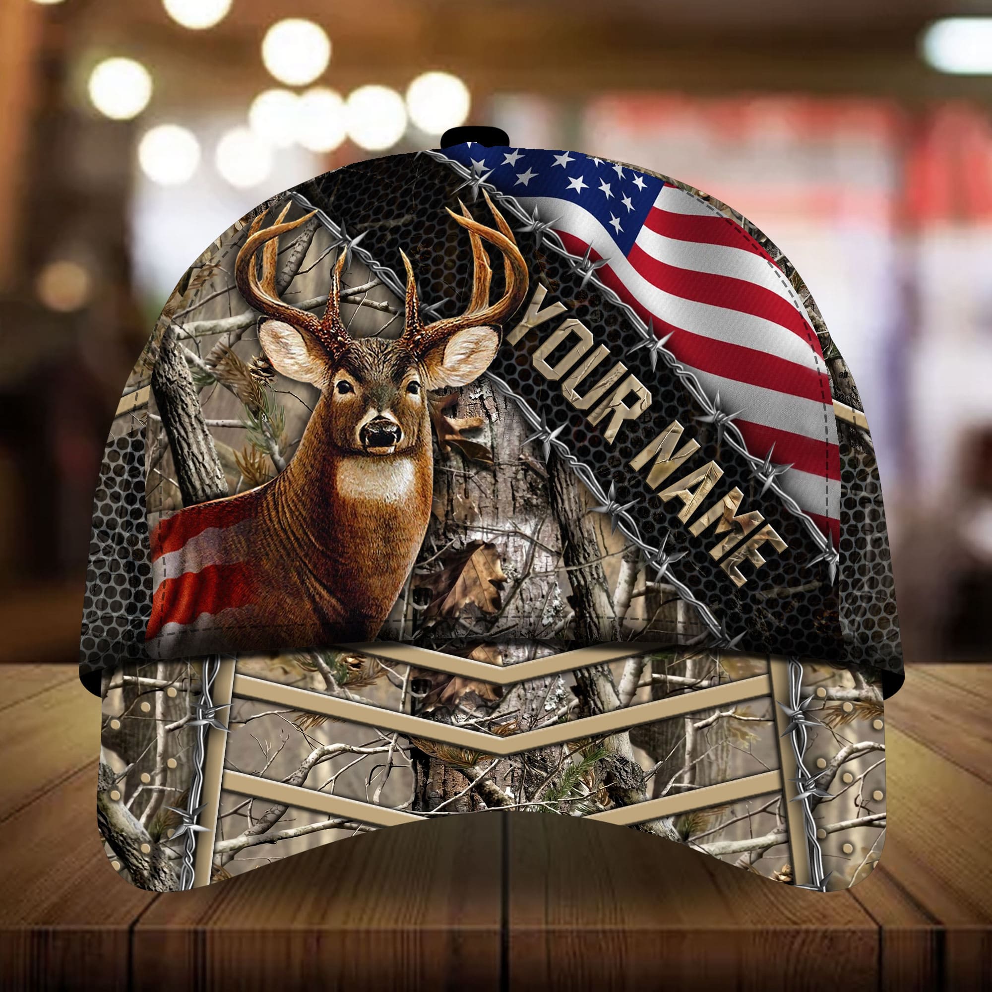 Loralle Crown Of Thorn Deer Hunting Hats 3D Multicolor Personalized Trucker Hats Custom Hats Gifts For Men & Women