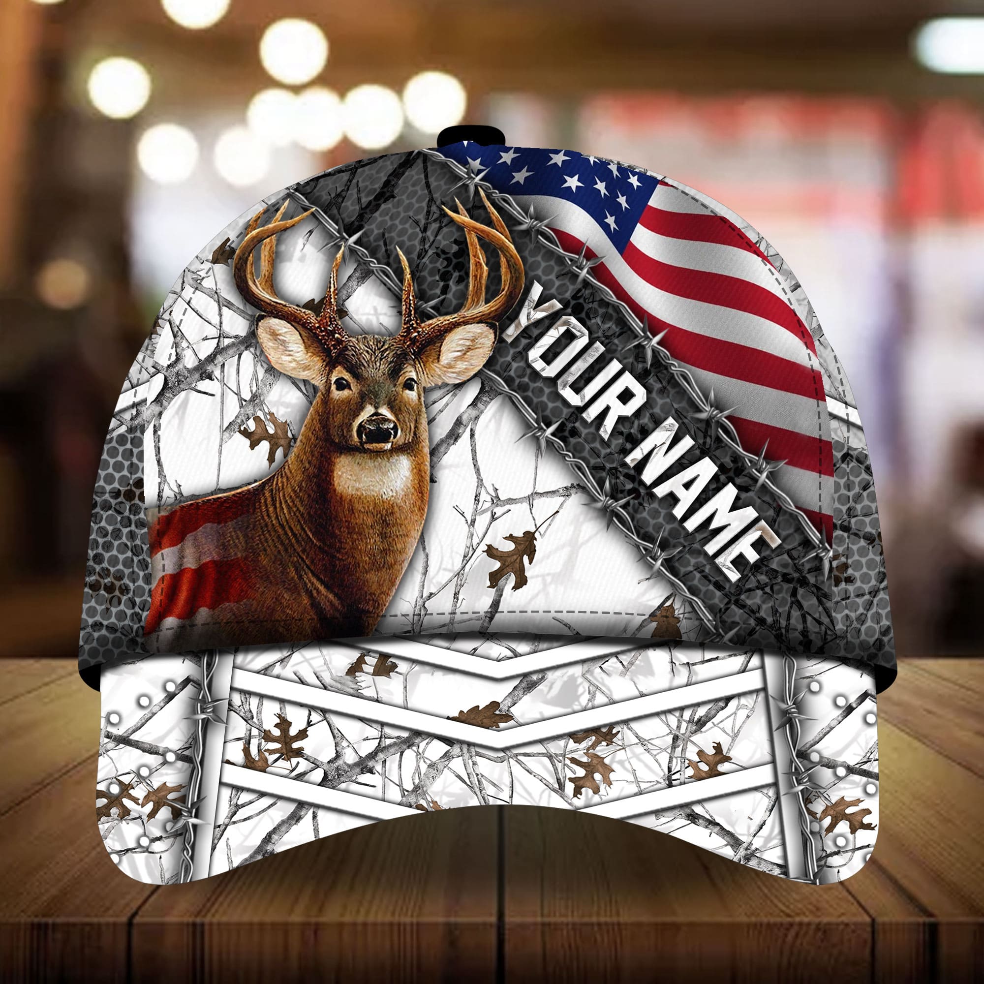 Loralle Crown Of Thorn Deer Hunting Hats 3D Multicolor Personalized Trucker Hats Custom Hats Gifts For Men & Women