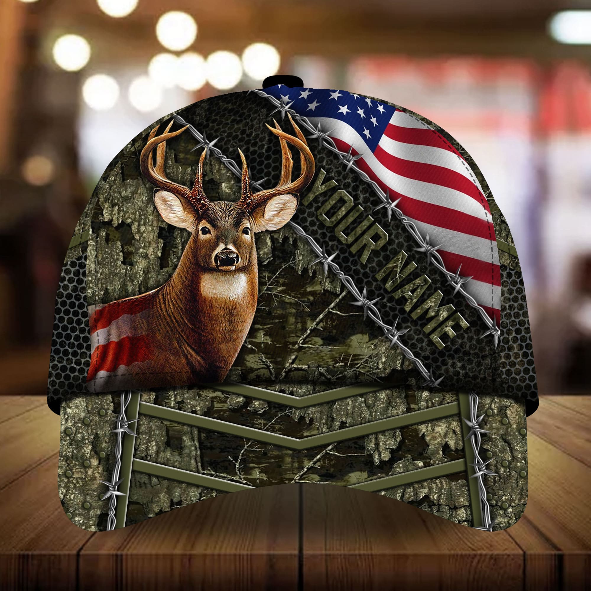Loralle Crown Of Thorn Deer Hunting Hats 3D Multicolor Personalized Trucker Hats Custom Hats Gifts For Men & Women