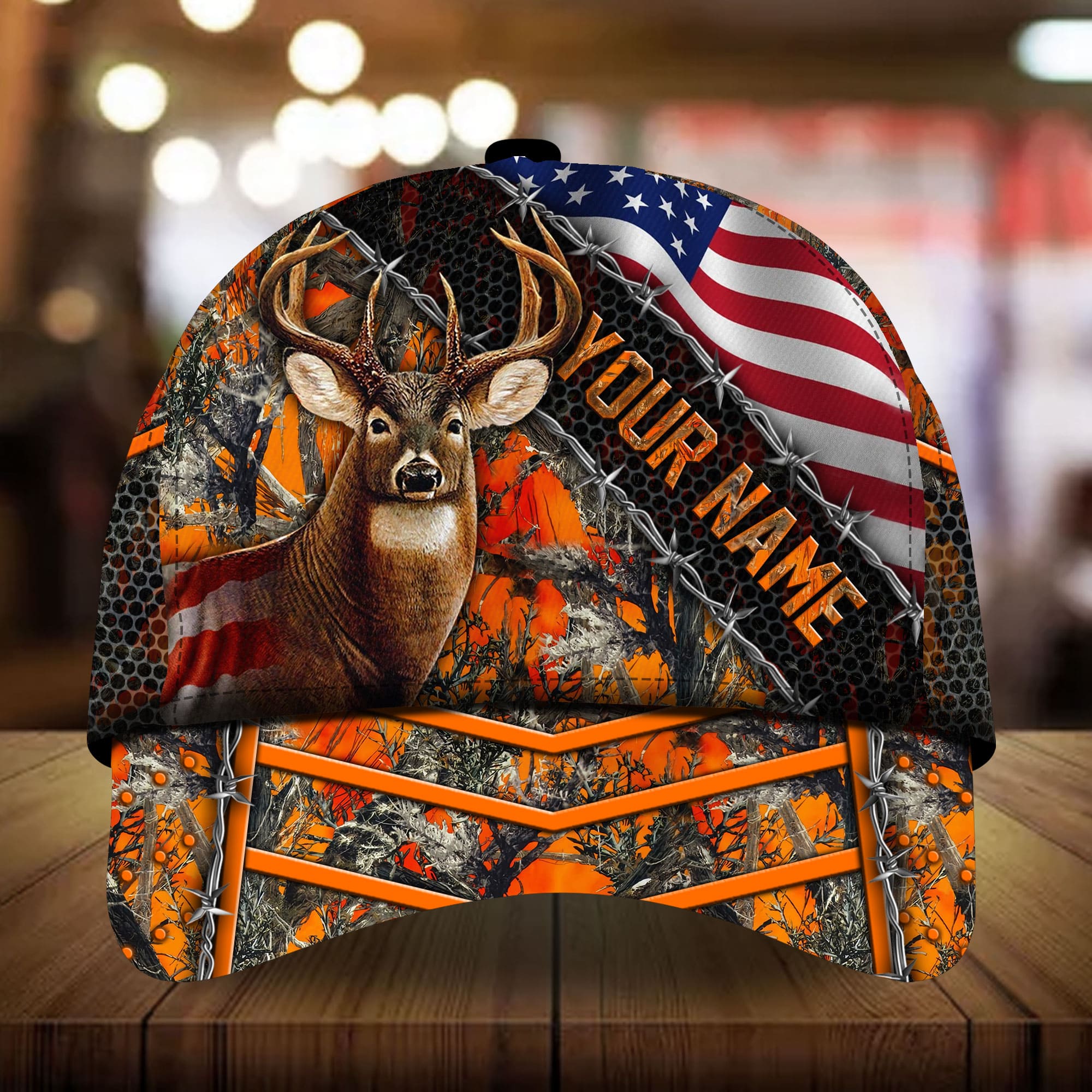 Loralle Crown Of Thorn Deer Hunting Hats 3D Multicolor Personalized Trucker Hats Custom Hats Gifts For Men & Women