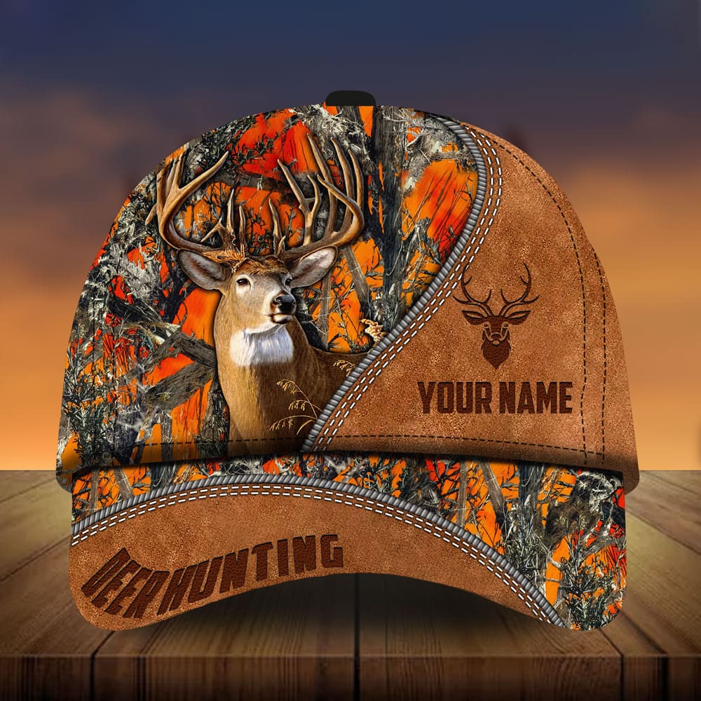 Loralle Leather Deer Hunting Hats 3D Multicolor Personalized Trucker Hats Custom Hats Gifts For Men & Women