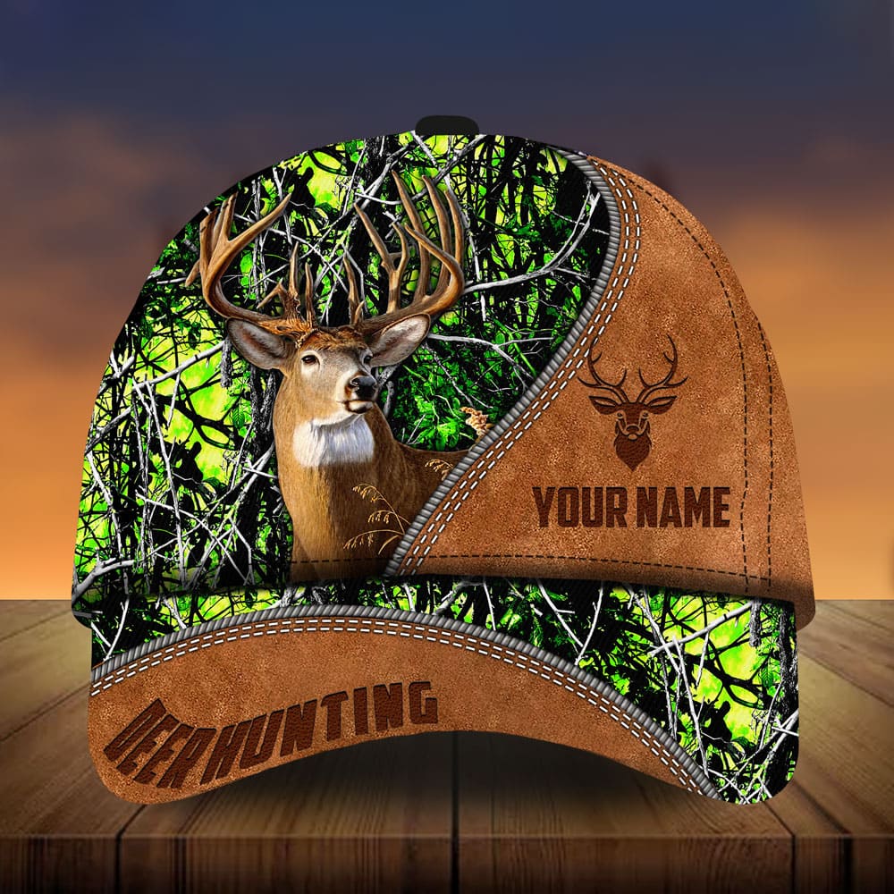 Loralle Leather Deer Hunting Hats 3D Multicolor Personalized Trucker Hats Custom Hats Gifts For Men & Women