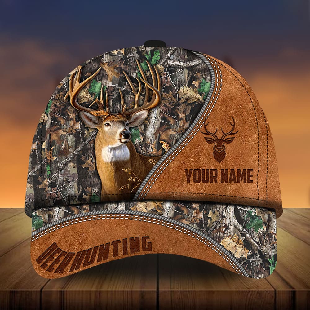 Loralle Leather Deer Hunting Hats 3D Multicolor Personalized Trucker Hats Custom Hats Gifts For Men & Women