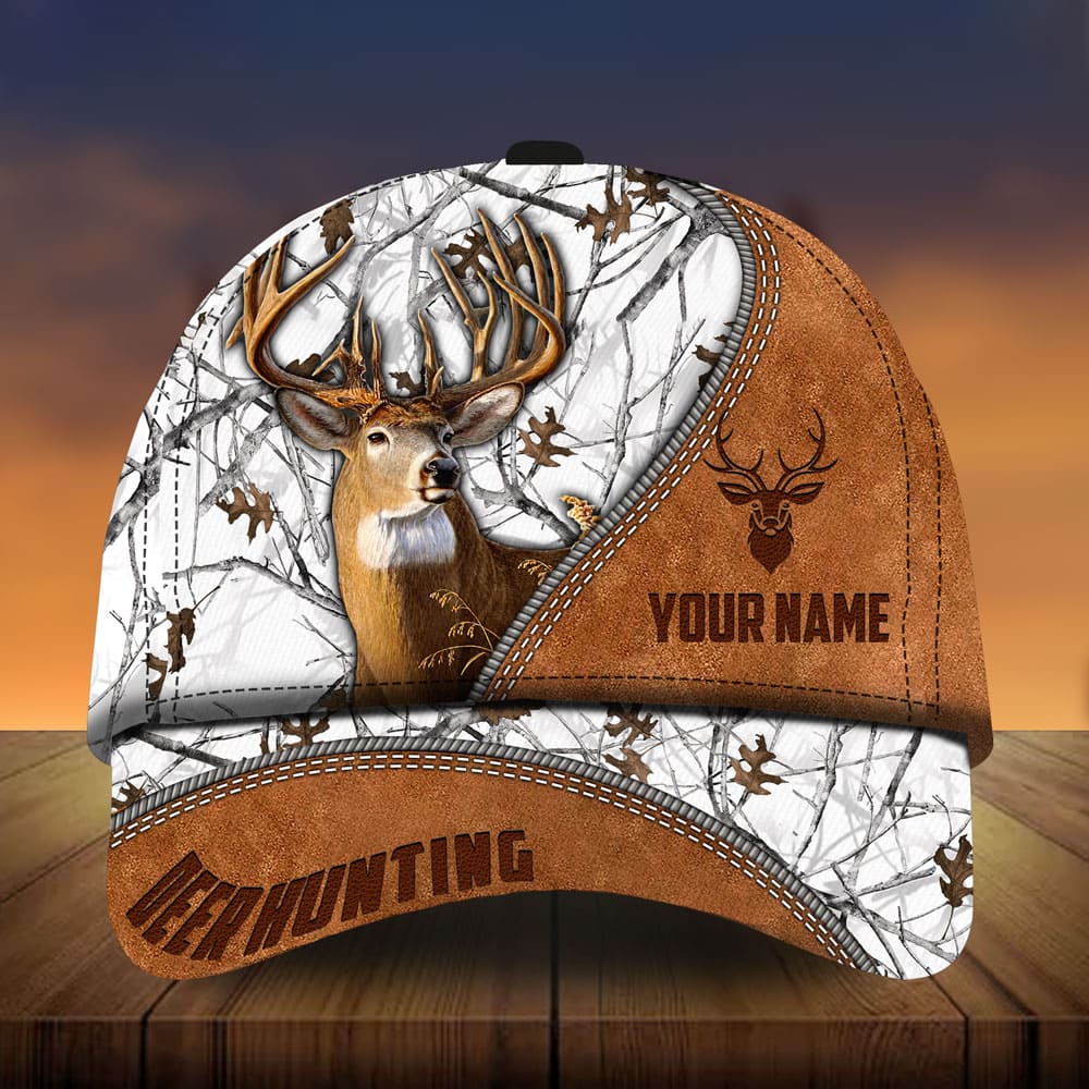Loralle Leather Deer Hunting Hats 3D Multicolor Personalized Trucker Hats Custom Hats Gifts For Men & Women