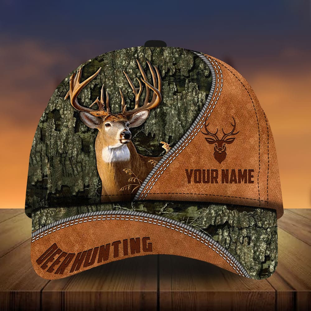 Loralle Leather Deer Hunting Hats 3D Multicolor Personalized Trucker Hats Custom Hats Gifts For Men & Women