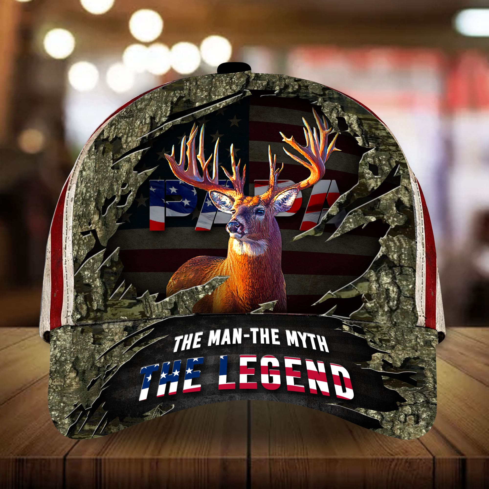 Loralle PAPA Hunting Hats 3D Multicolor Personalized Trucker Hats Custom Hats Gifts For Men & Women