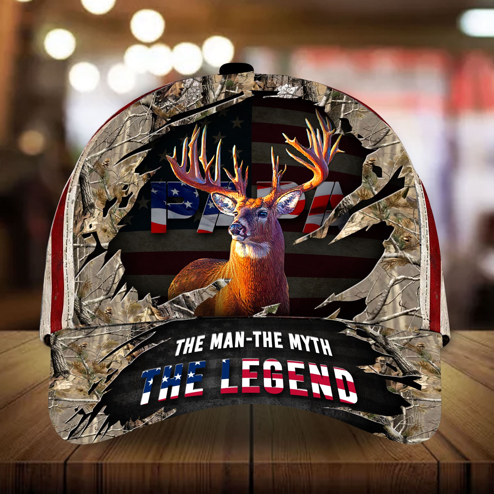 Loralle PAPA Hunting Hats 3D Multicolor Personalized Trucker Hats Custom Hats Gifts For Men & Women