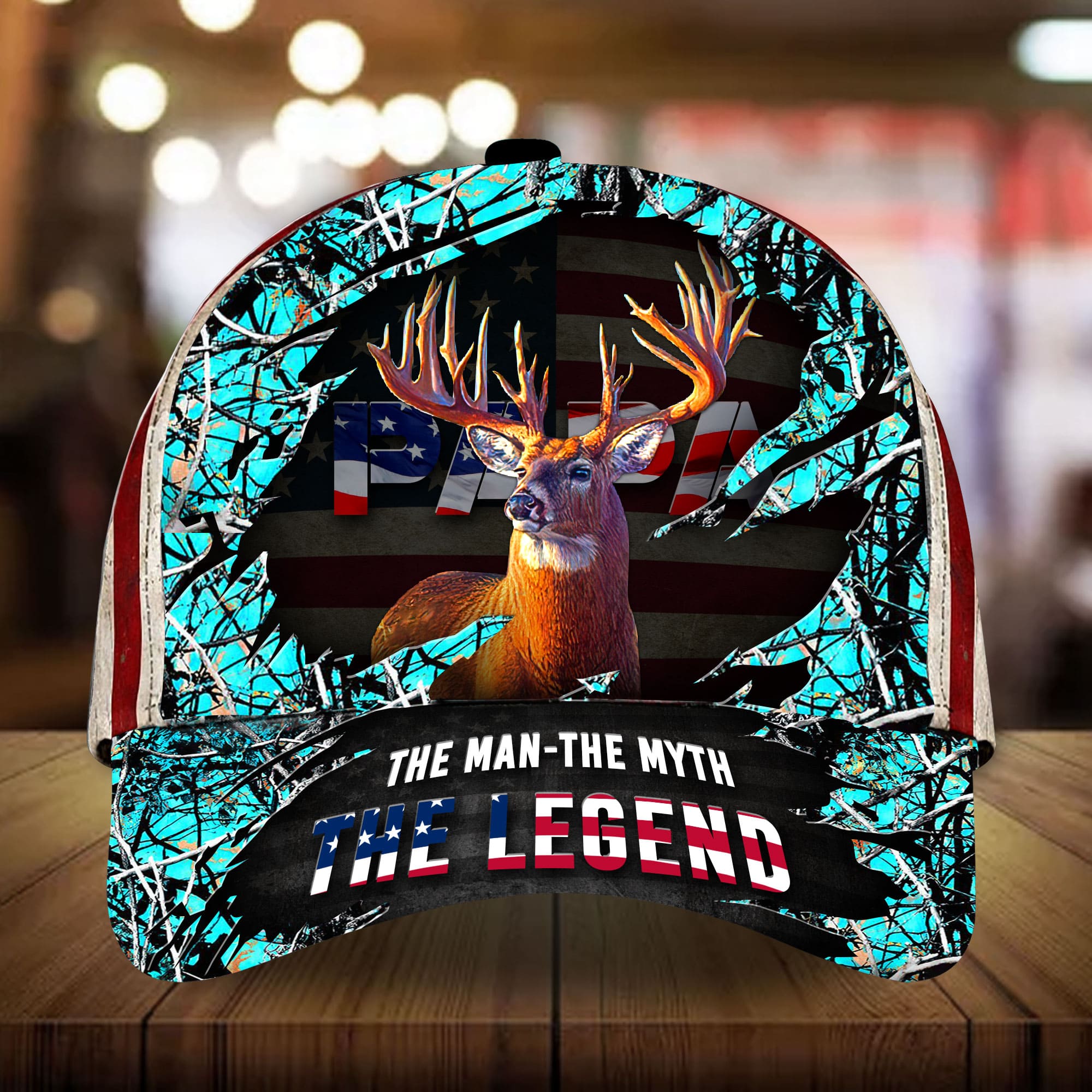 Loralle PAPA Hunting Hats 3D Multicolor Personalized Trucker Hats Custom Hats Gifts For Men & Women