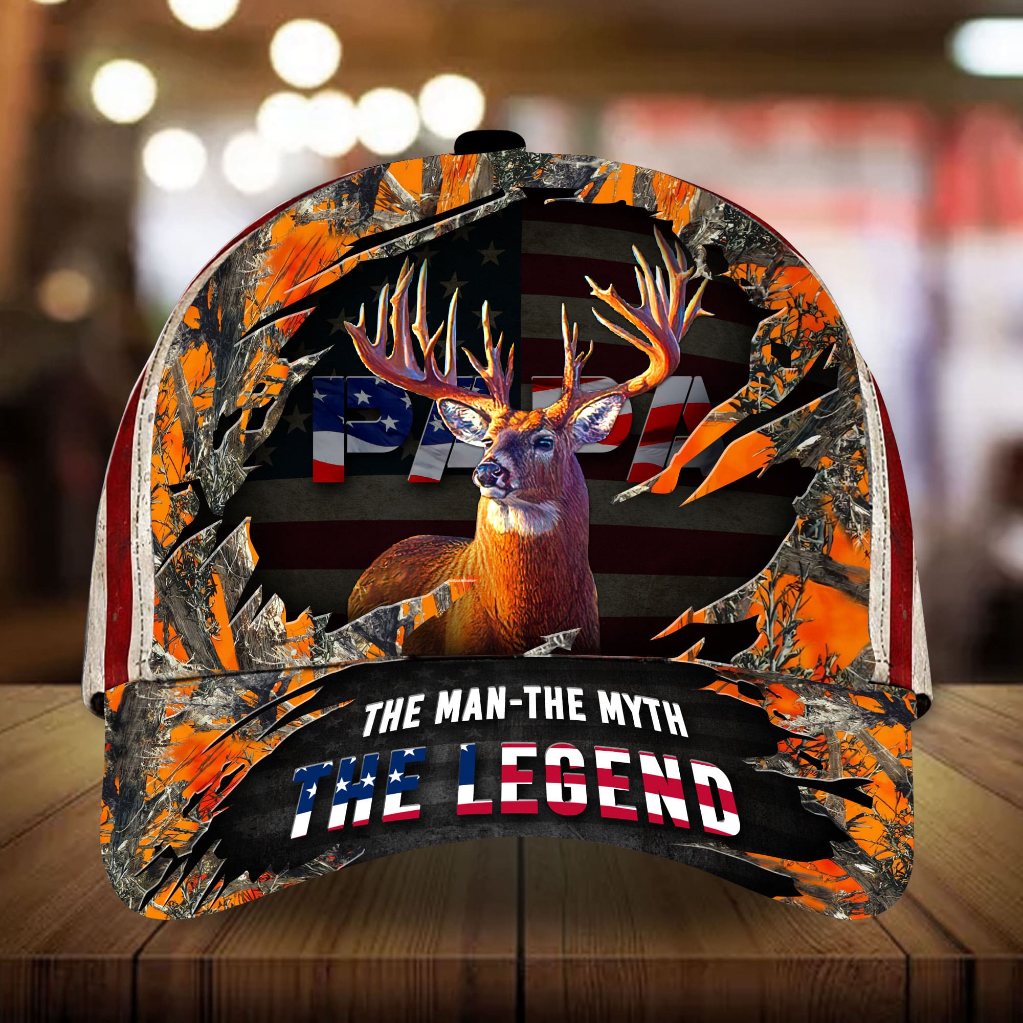 Loralle PAPA Hunting Hats 3D Multicolor Personalized Trucker Hats Custom Hats Gifts For Men & Women
