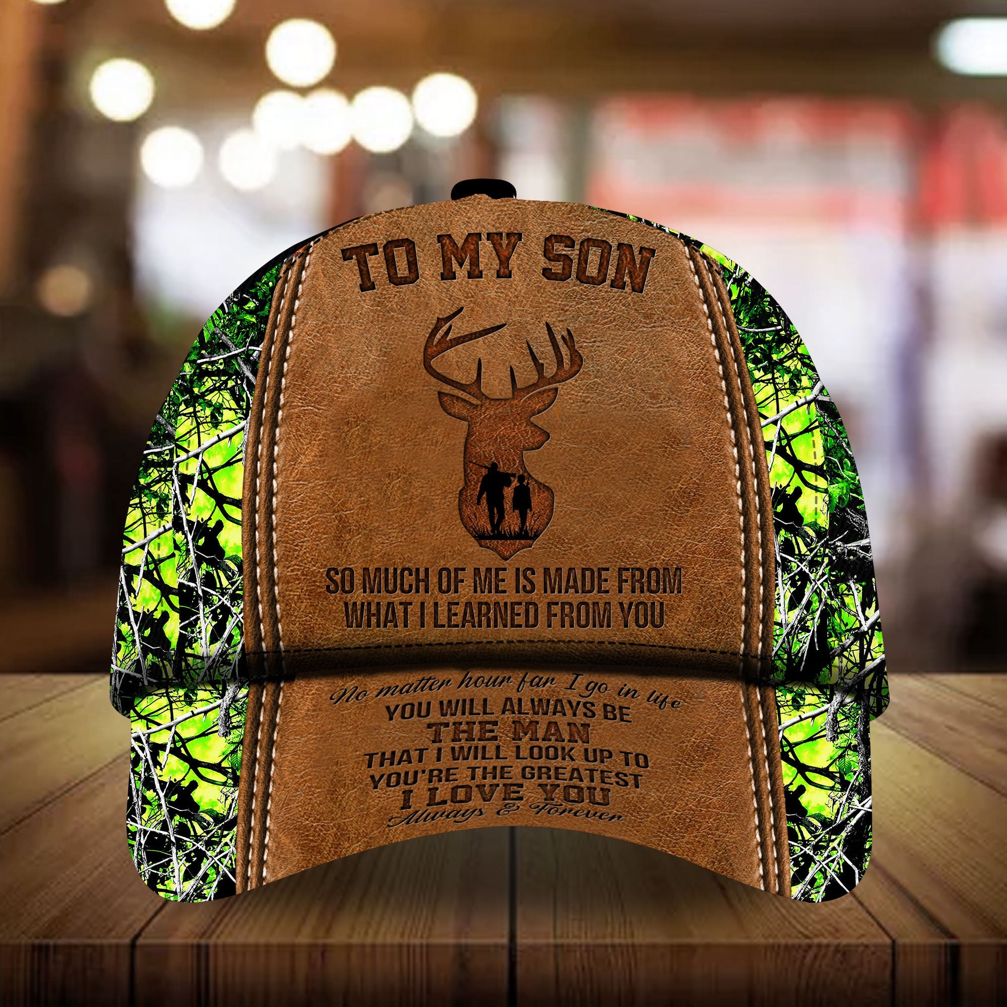 Loralle To My Son Deer Hunting Hats 3D Multicolor Trucker Hats Custom Hats Gifts For Men & Women