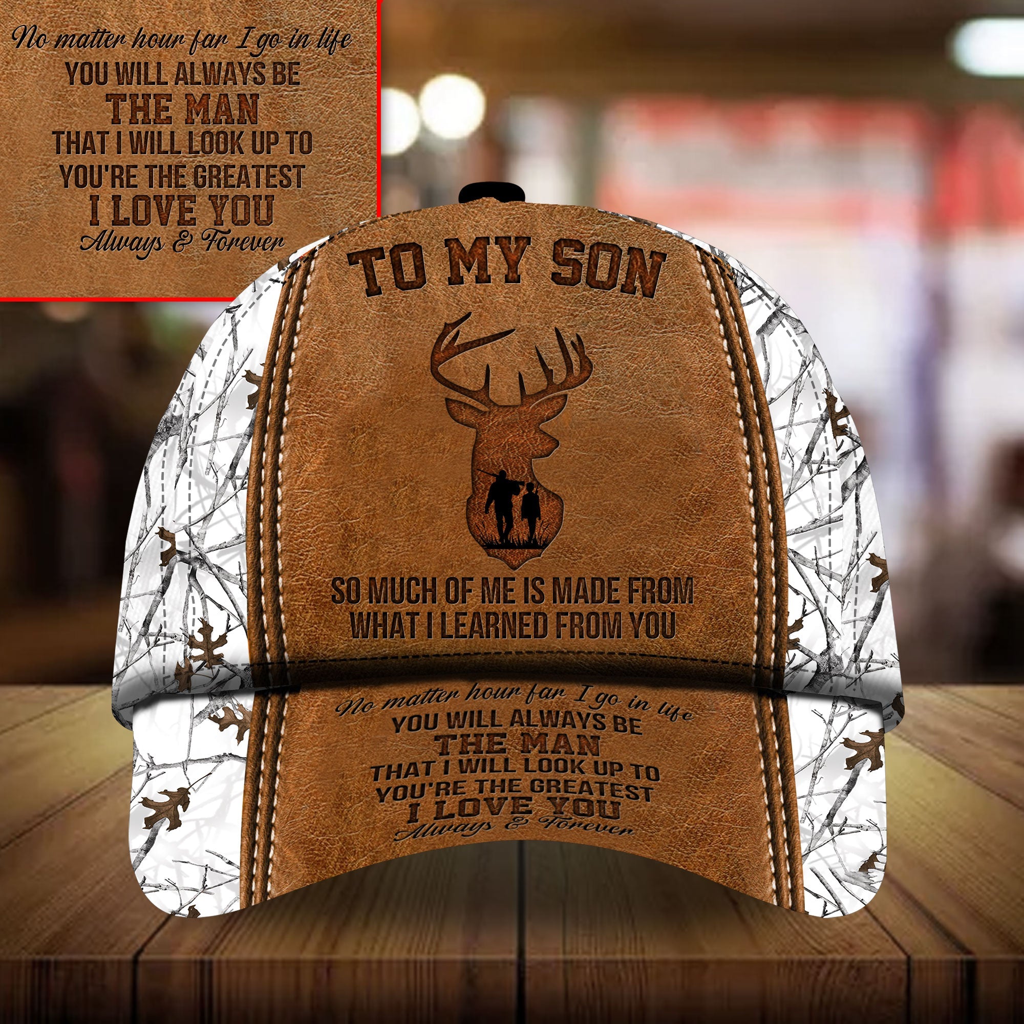 Loralle To My Son Deer Hunting Hats 3D Multicolor Trucker Hats Custom Hats Gifts For Men & Women