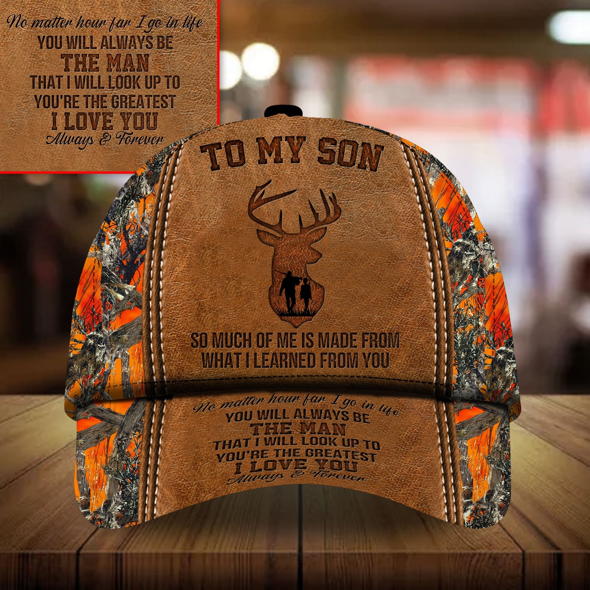 Loralle To My Son Deer Hunting Hats 3D Multicolor Trucker Hats Custom Hats Gifts For Men & Women