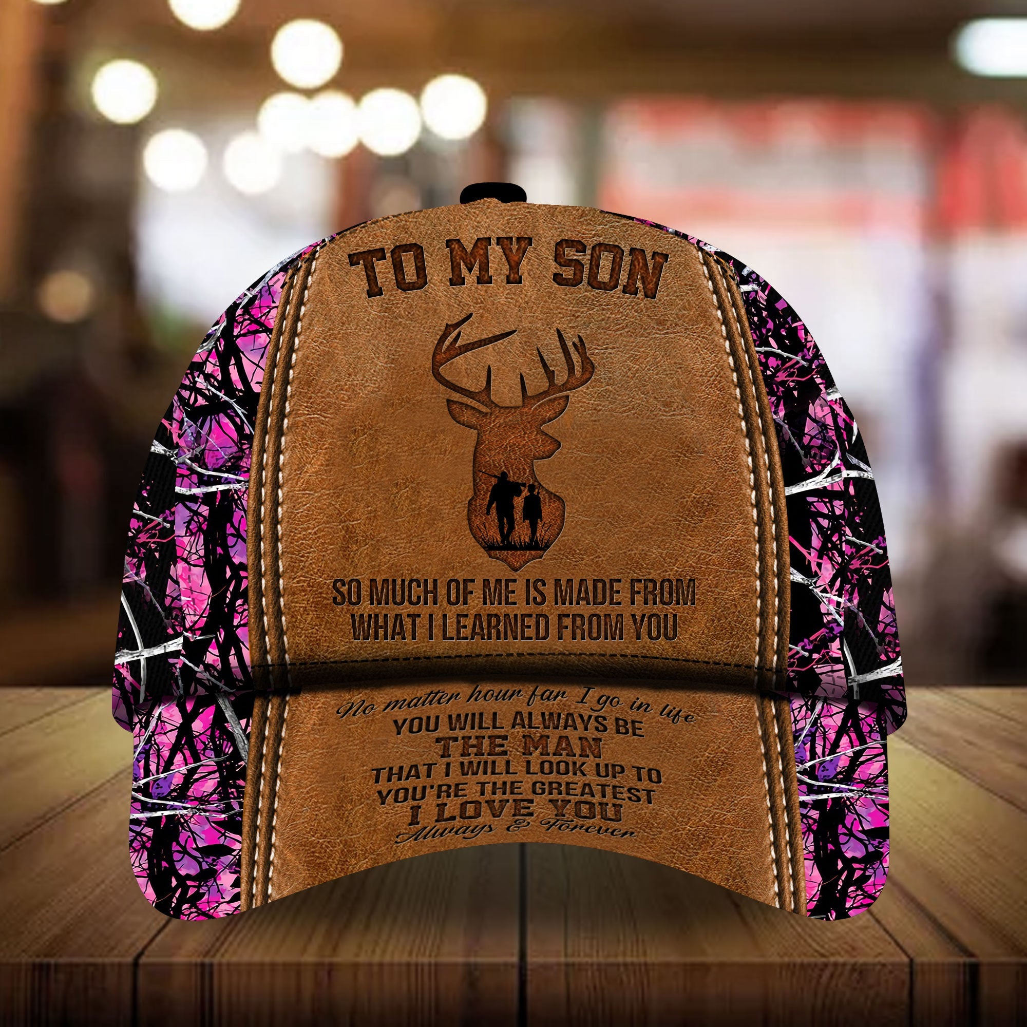 Loralle To My Son Deer Hunting Hats 3D Multicolor Trucker Hats Custom Hats Gifts For Men & Women