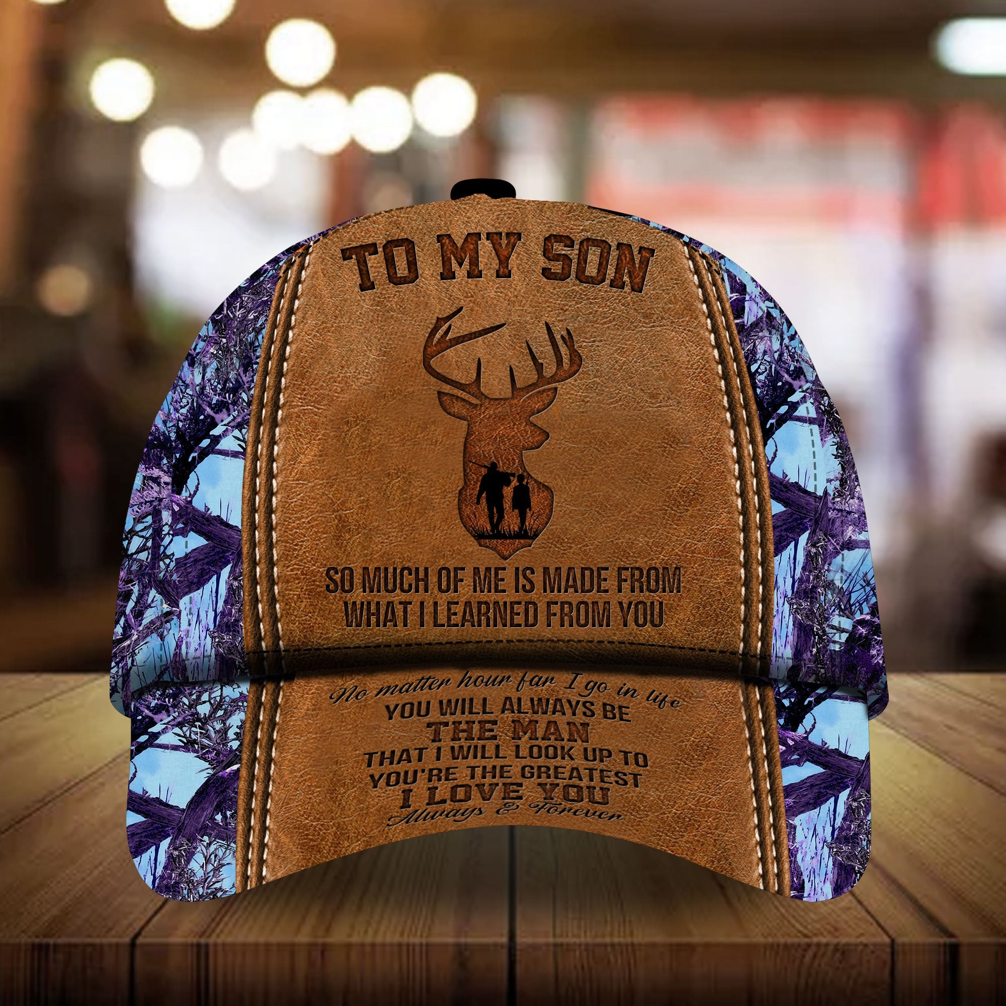 Loralle To My Son Deer Hunting Hats 3D Multicolor Trucker Hats Custom Hats Gifts For Men & Women