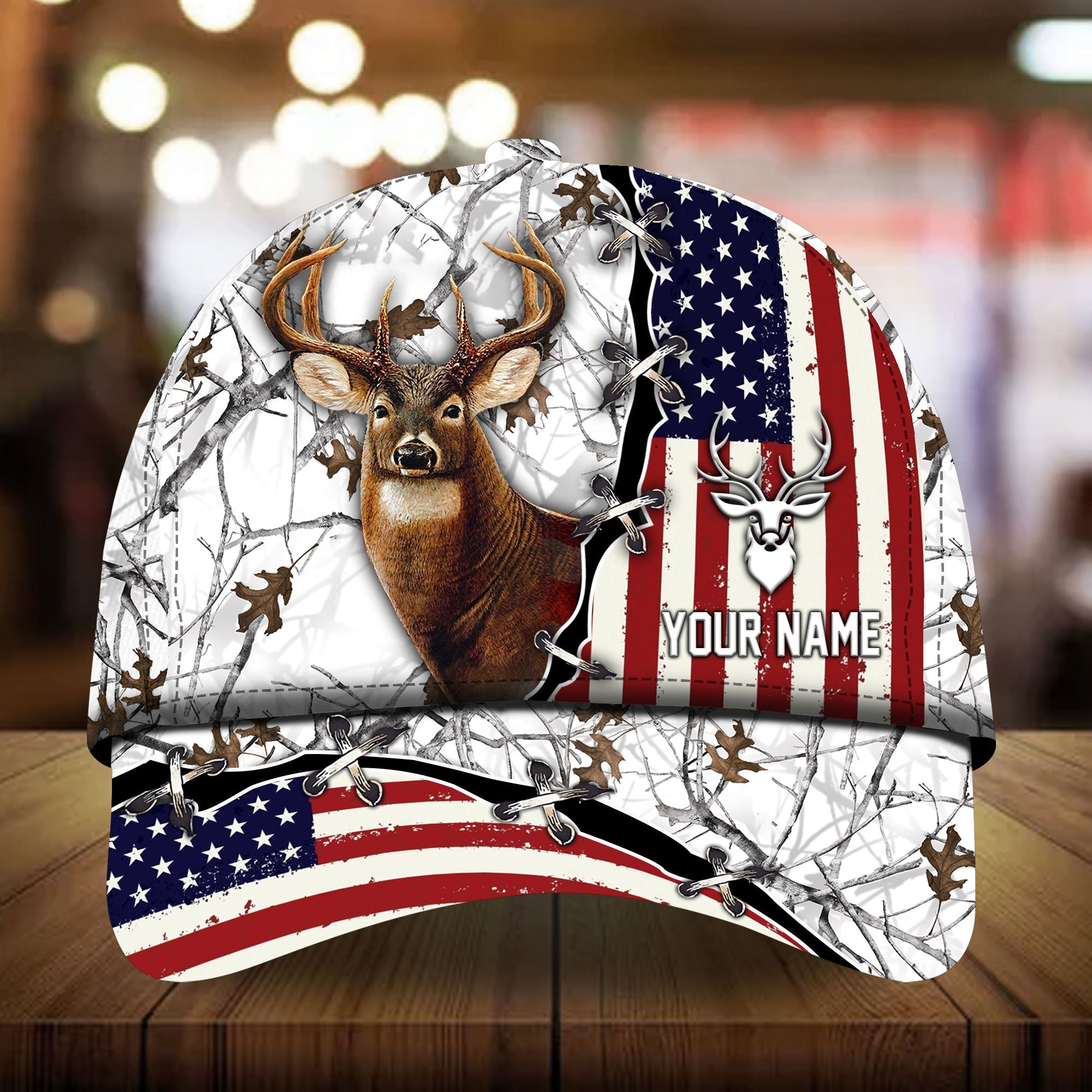 Loralle US Flag And Deer Hunting Hats 3D Multicolor Personalized Trucker Hats Custom Hats Gifts For Men & Women