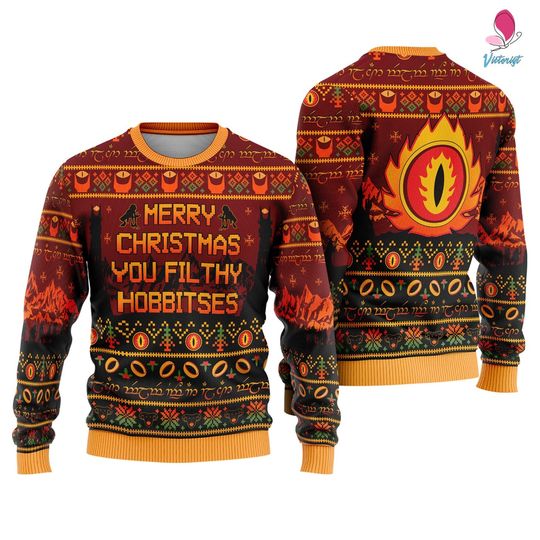 Lord Of The Ring Christmas You Filthy Hobbitses Ugly Sweater - Image 3