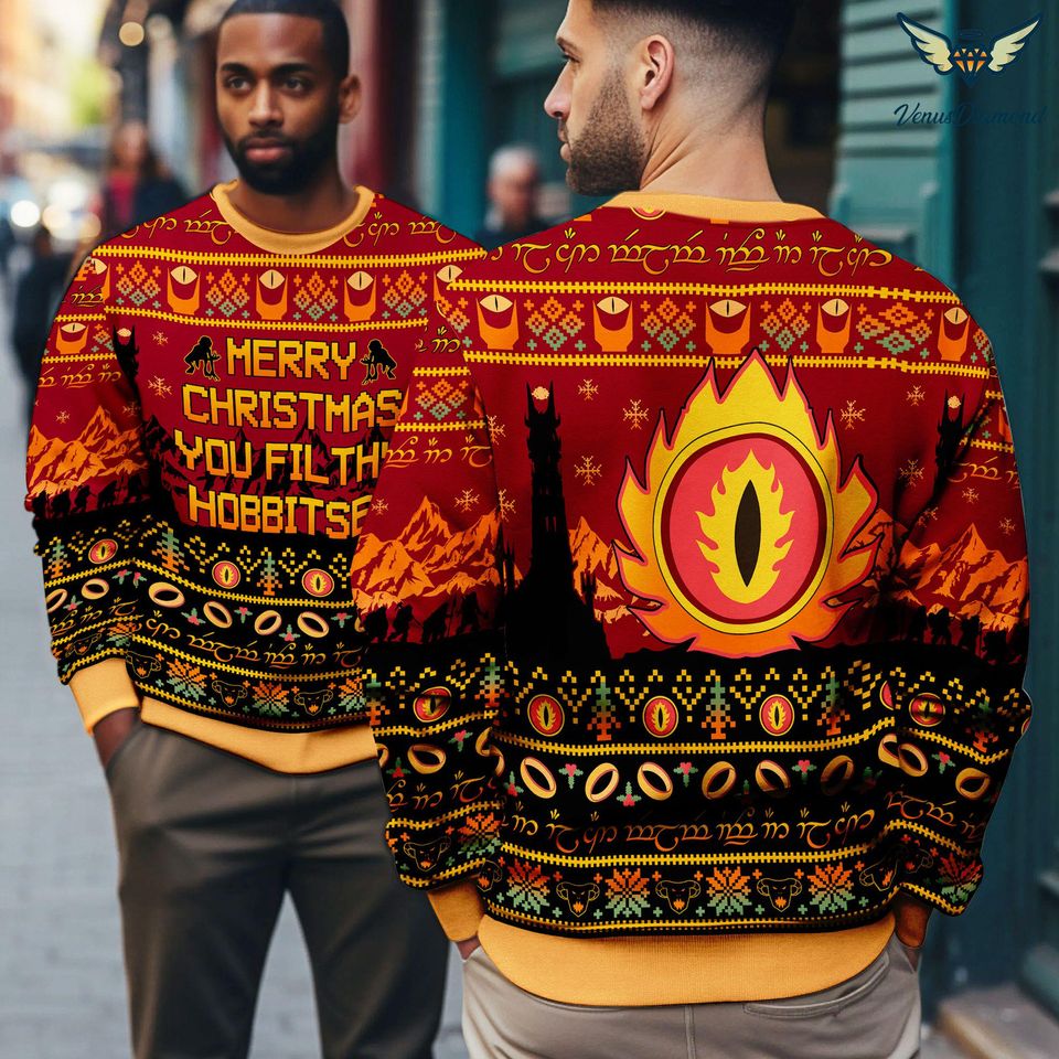 Lord Of The Ring Christmas You Filthy Hobbitses Ugly Sweater | Ugly Christmas Sweatshirt - Image 2