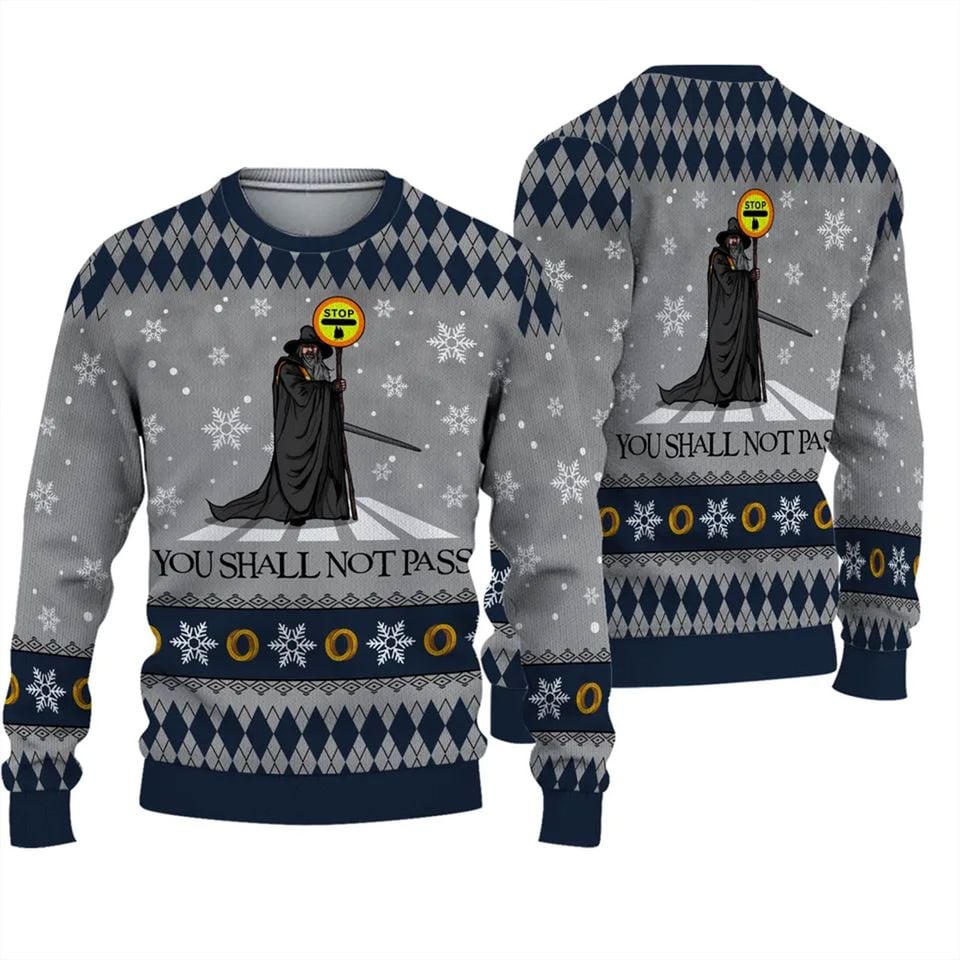 Lord of the Ring You Shall Not Pass Ugly Knitted Christmas