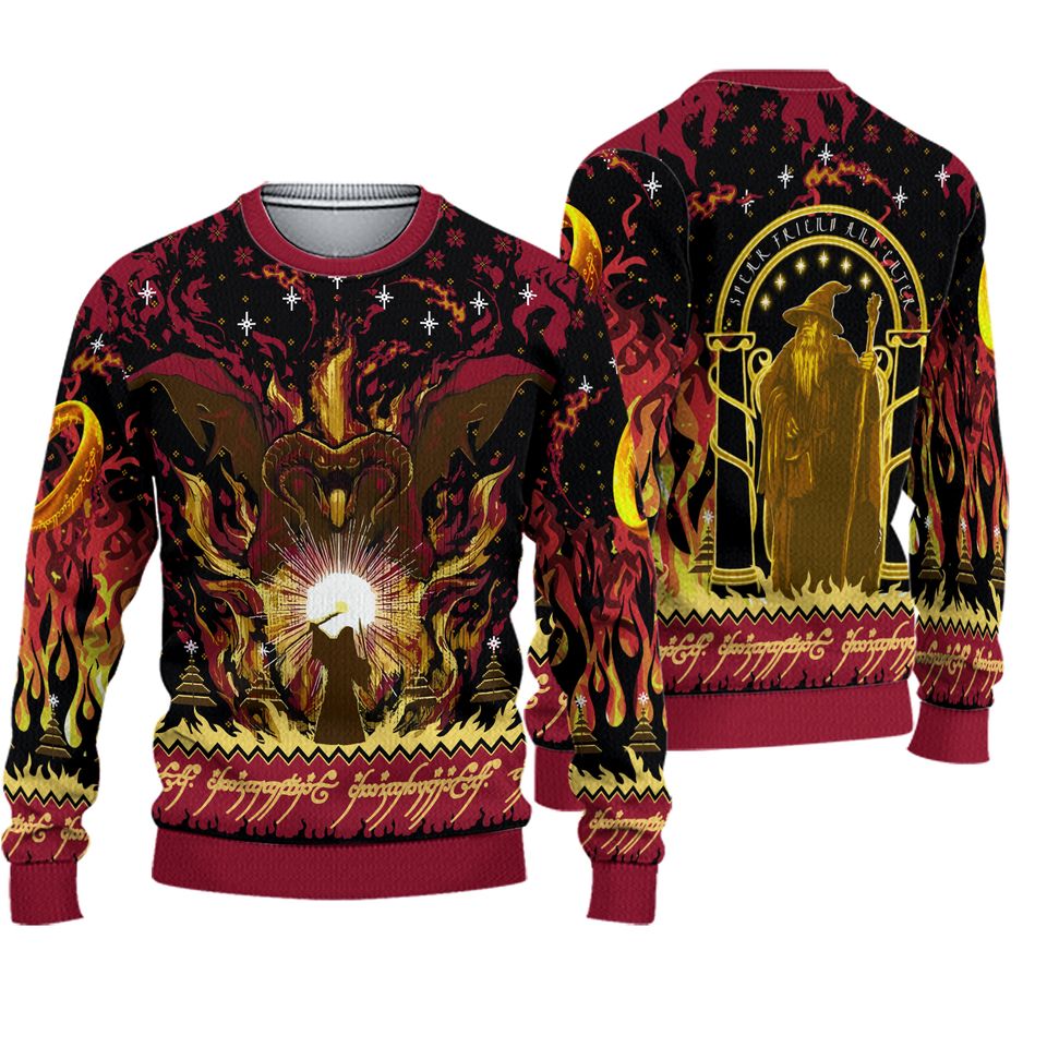 Lord of the Rings Balrog Christmas Jumper New 2024 Christmas Ugly Sweater