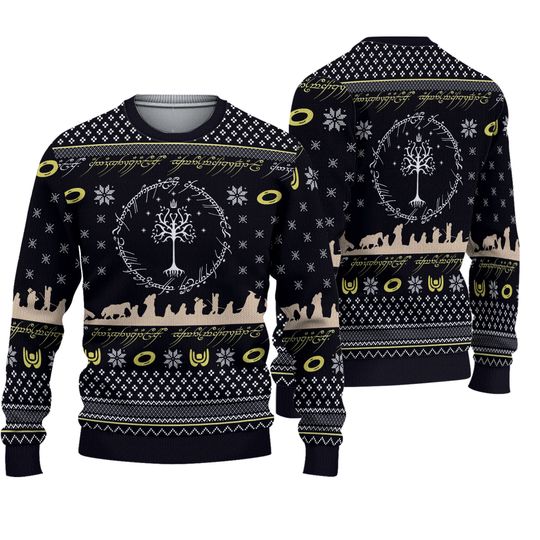 Lord of The Rings Elvish Circle Ugly Christmas Sweater, Lord Of The Rings Christmas - Image 2