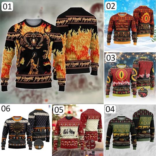 Lord of the Rings Filthy Hobitses Ugly Christmas Sweater Cartoon Anime Women Men - Image 11