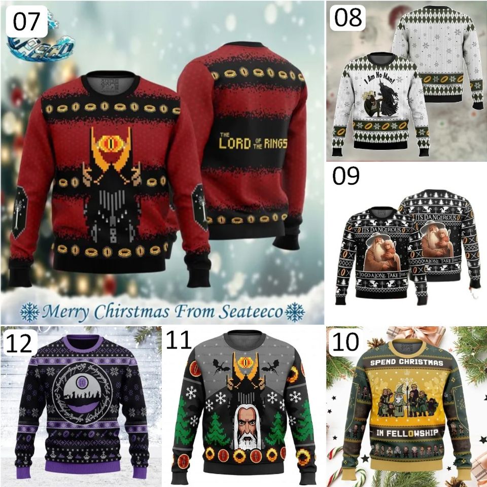 Lord of the Rings Filthy Hobitses Ugly Christmas Sweater Cartoon Anime Women Men - Image 3