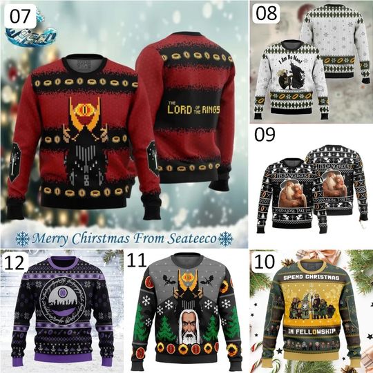 Lord of the Rings Filthy Hobitses Ugly Christmas Sweater Cartoon Anime Women Men - Image 12