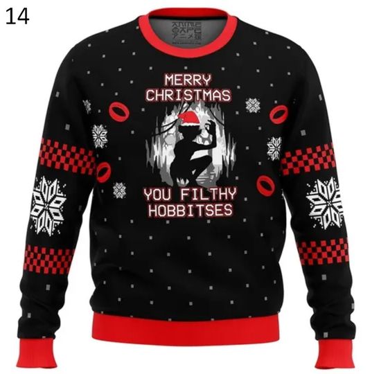 Lord of the Rings Filthy Hobitses Ugly Christmas Sweater Cartoon Anime Women Men - Image 14