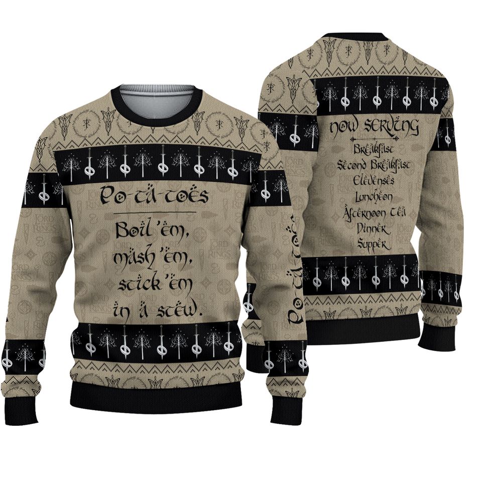 Lord of The Rings Potatoes Christmas Ugly Sweater, Movie Ugly Sweater