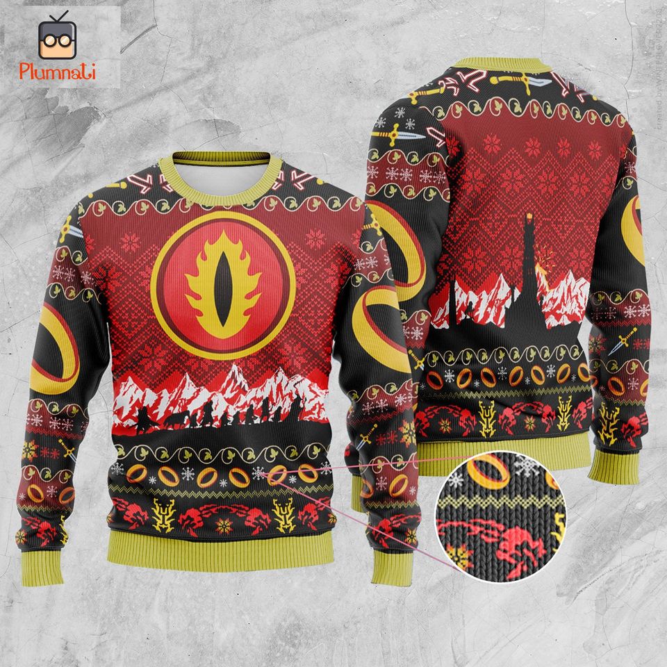 Lord of the Rings Ugly Sweater, Sauron Eye Ugly Christmas Sweater, LOTR Christmas Sweatshirt