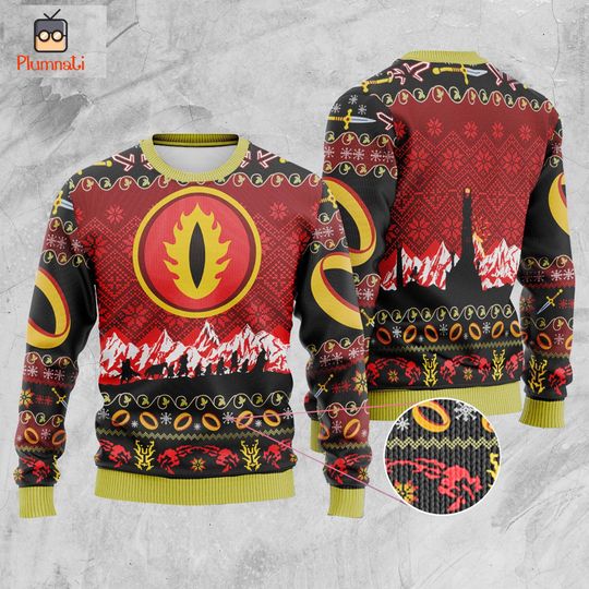 Lord of the Rings Ugly Sweater, Sauron Eye Ugly Christmas Sweater, LOTR Christmas Sweatshirt - Image 4