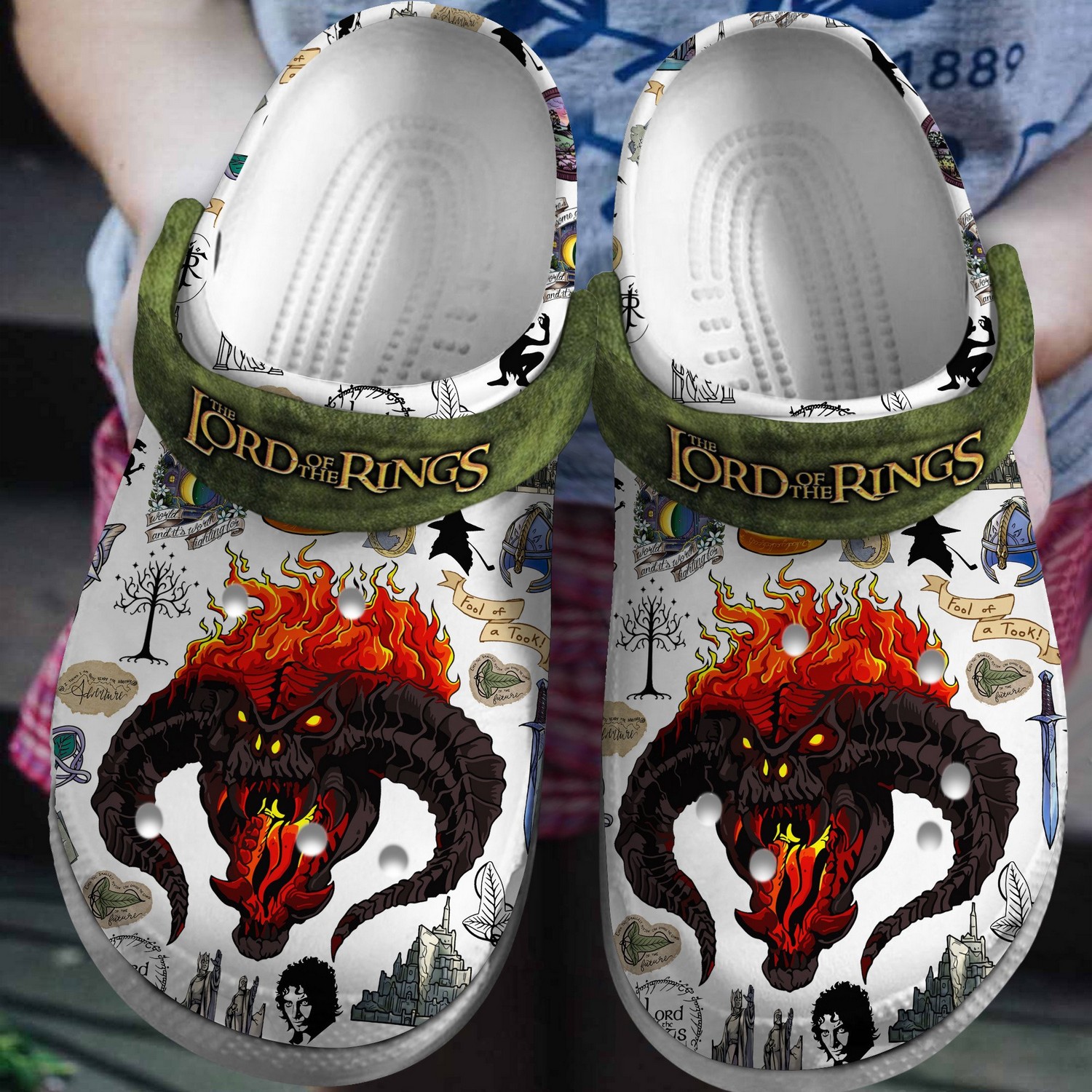 Lord Off The Rings Fire Monster Green Crocs Crocband Clogs Shoes Comfortable For Men Women and Kids