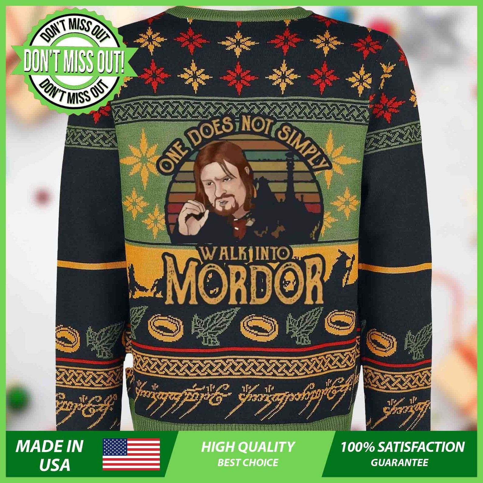 Lort One Does Not Simply Walking Into Mordor Ugly Christmas Sweater Adult 3D Funny Matching for family