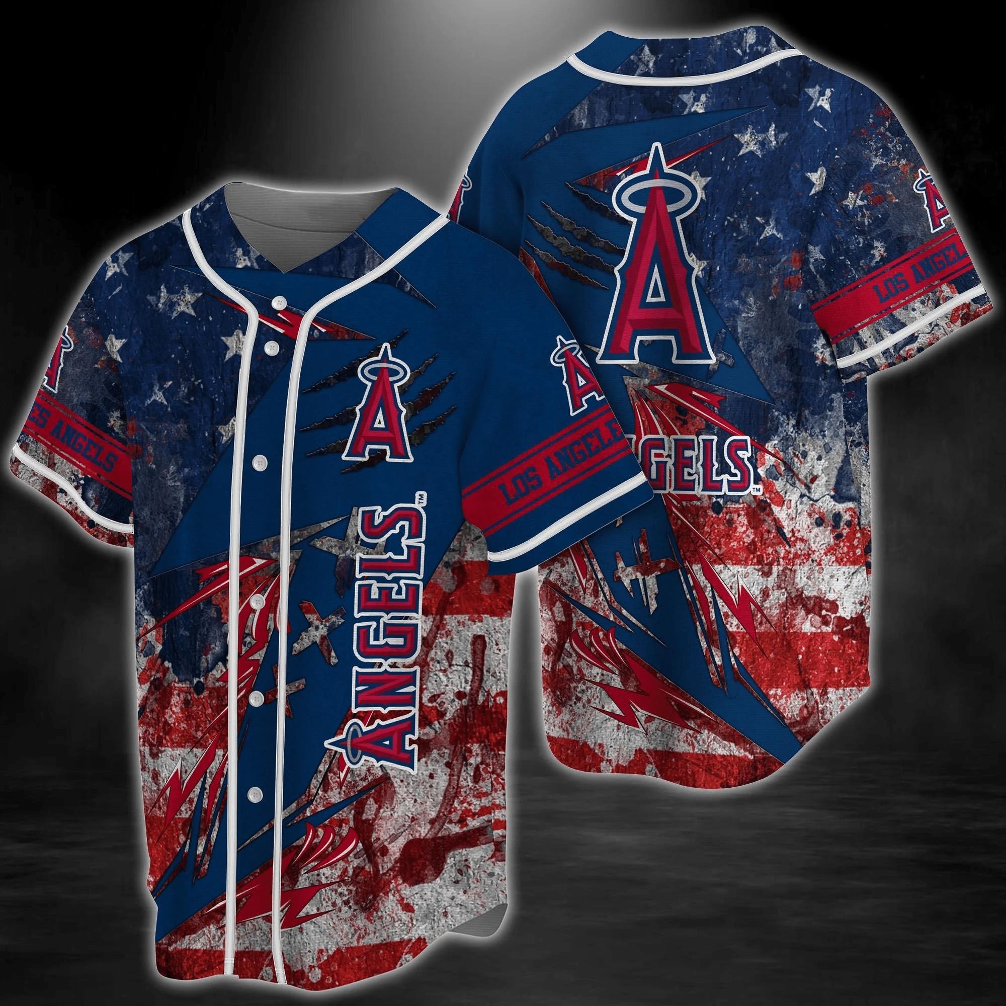 Los Angeles Angels Mlb Baseball Jersey Shirt Us Flag