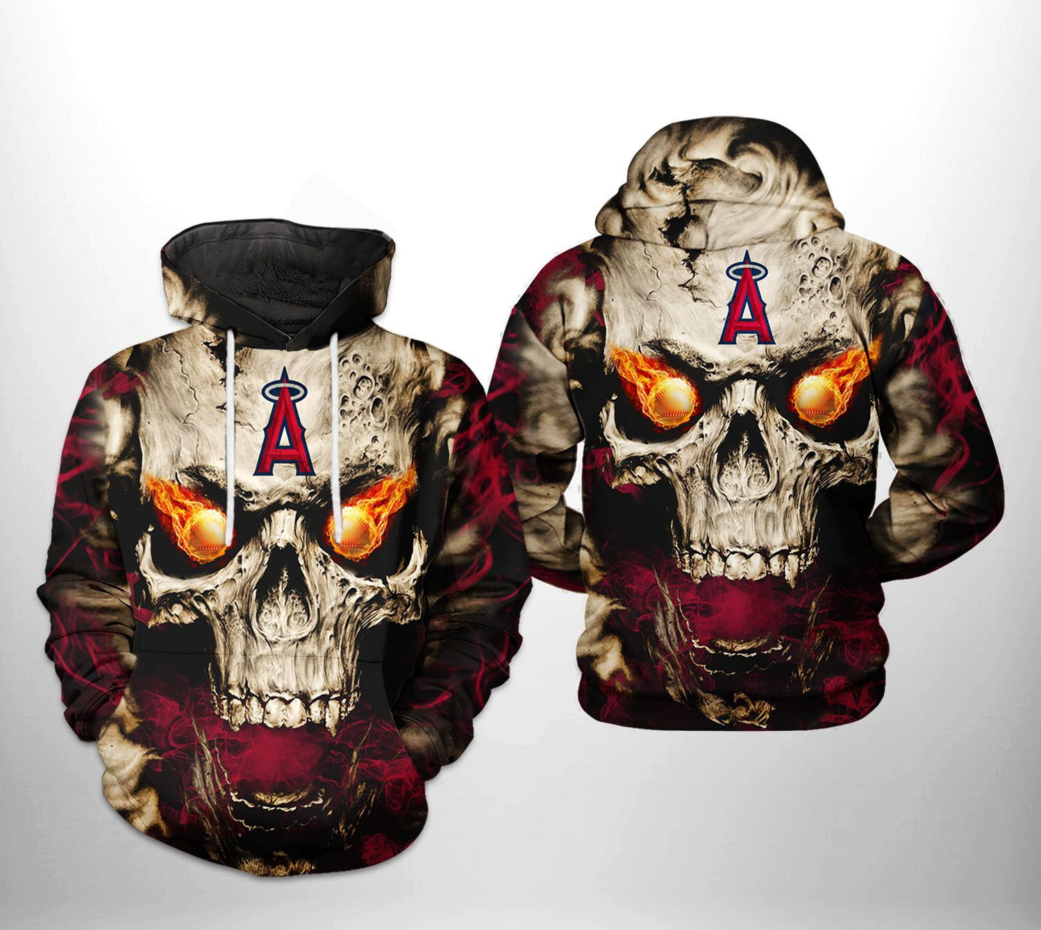 Los Angeles Angels MLB Skull 3D All Over Print Hoodie, Zip Hoodie