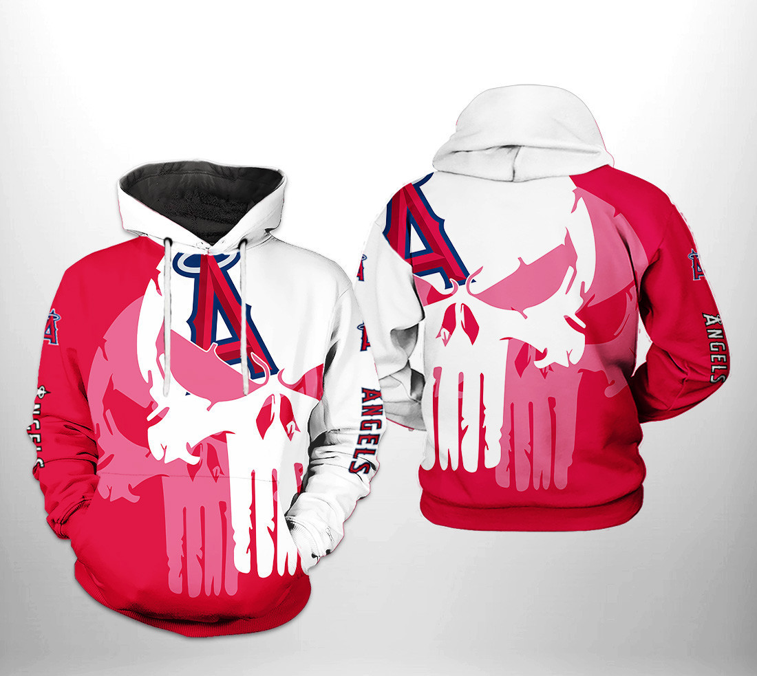 Los Angeles Angels MLB Team Skull 3D All Over Print Hoodie, Zip Hoodie