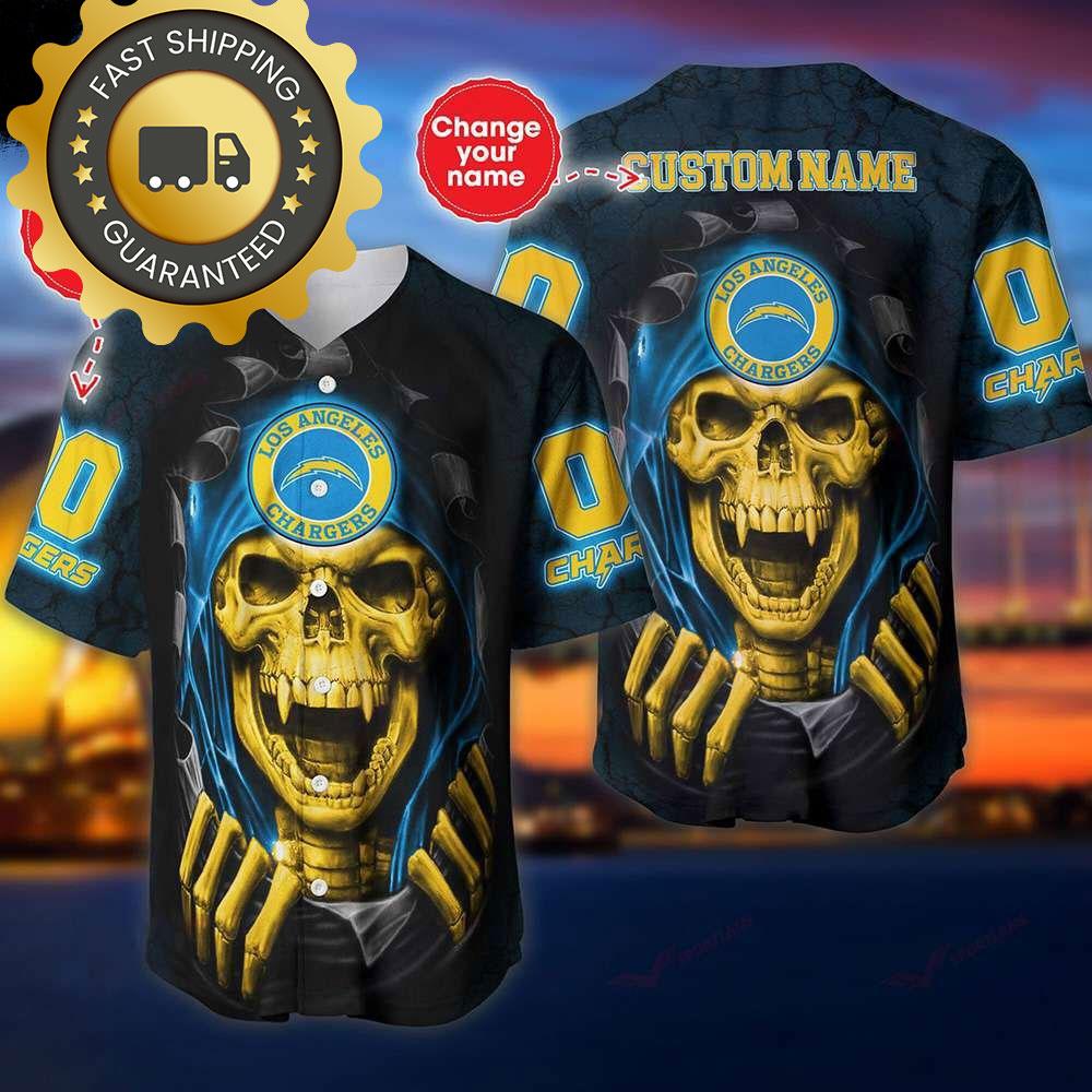 Los Angeles Chargers Custom NLF Jersey Skull Personalized Baseball Jersey