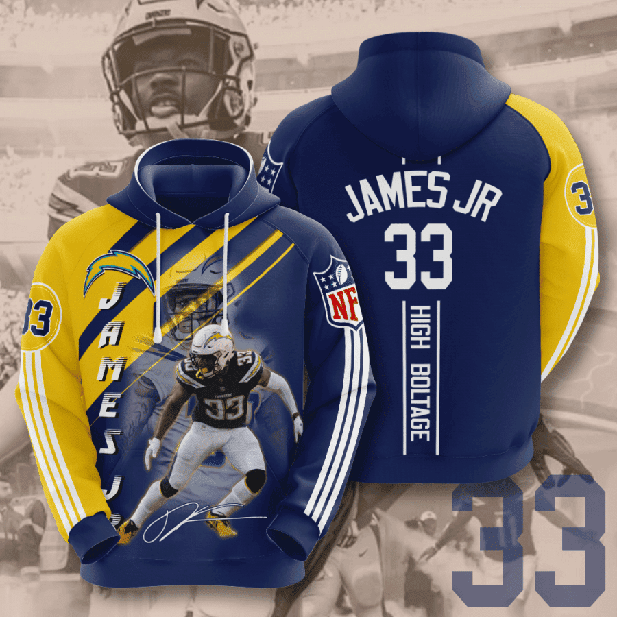 Los Angeles Chargers Derwin James 3D All Over Print Hoodie, Zip Hoodie