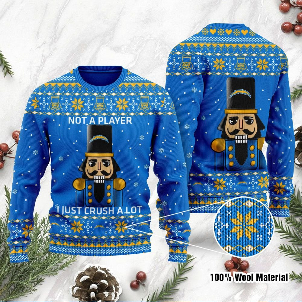 Los Angeles Chargers I Am Not A Player I Just Crush Alot Ugly Christmas Sweater Adult 3D Funny Matching for family