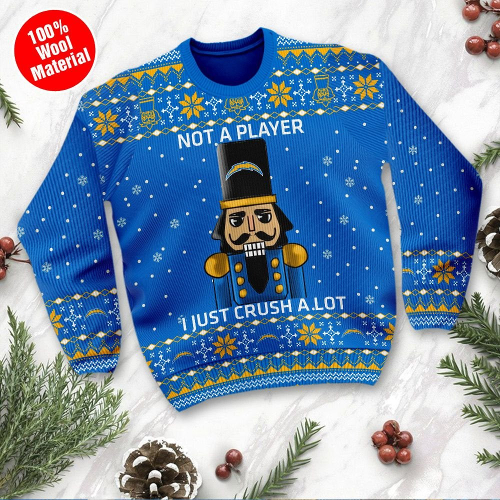 Los Angeles Chargers I Am Not A Player I Just Crush Alot Ugly Christmas Sweater Adult 3D Funny Matching for family - Image 2