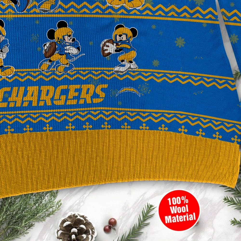 Los Angeles Chargers Mickey Mouse Holiday Party Ugly Christmas Sweater Adult 3D Funny Matching for family - Image 4