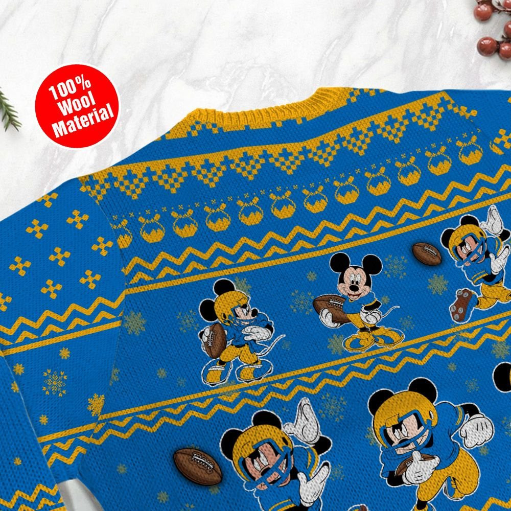 Los Angeles Chargers Mickey Mouse Holiday Party Ugly Christmas Sweater Adult 3D Funny Matching for family - Image 5