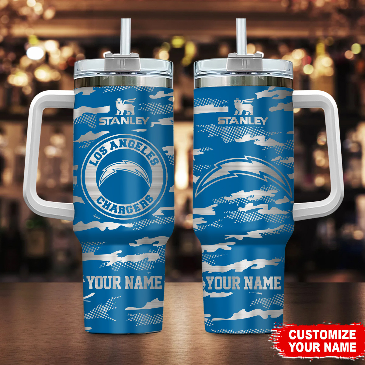 Los Angeles Chargers NFL Camo Pattern Custom Stanley Cup 40 oz 30 oz Tumbler With HandleTVC230199