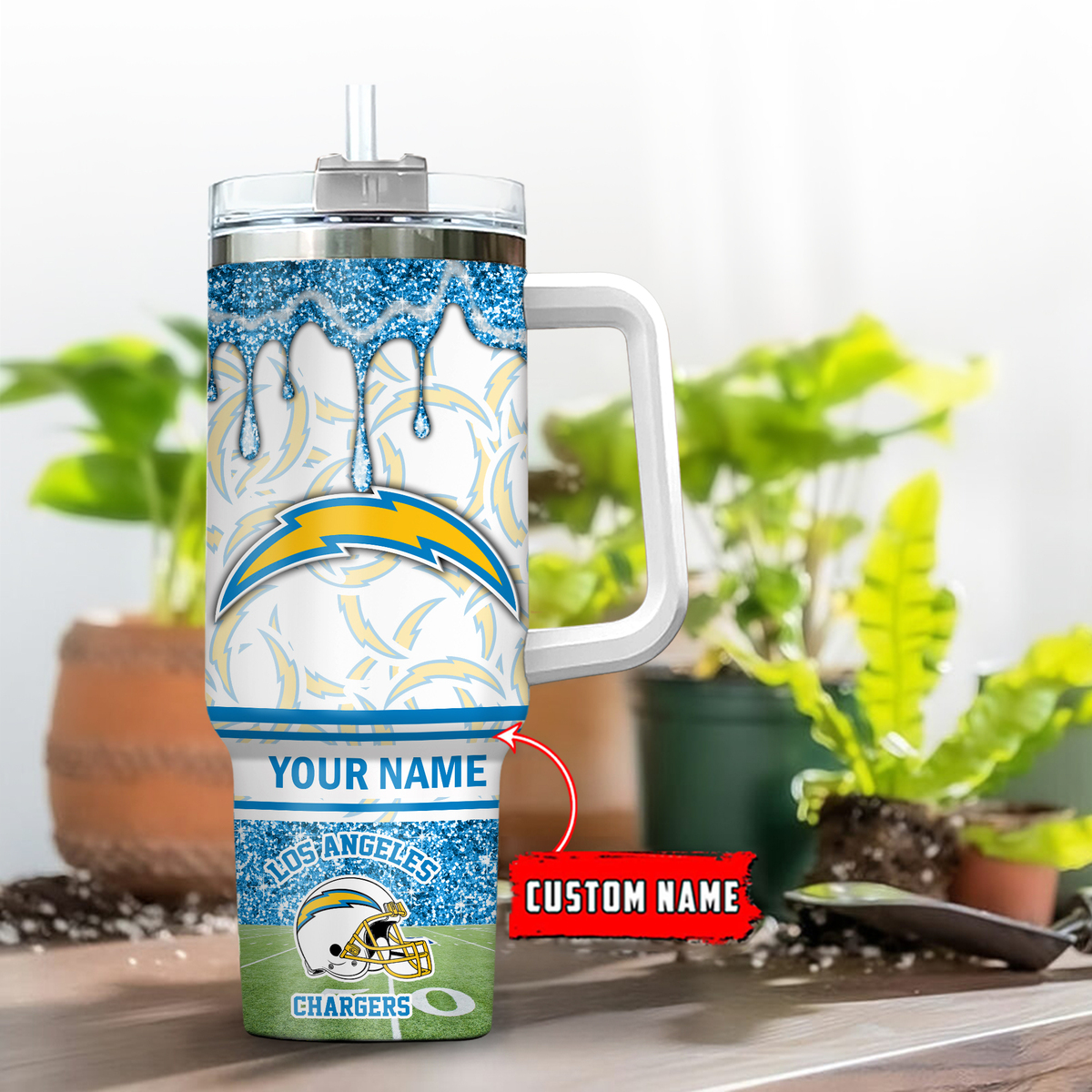 Los Angeles Chargers NFL Glitter Custom Stanley Cup 40 oz 30 oz Tumbler With HandleTVC230195